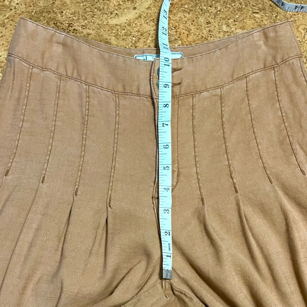Free People Linen Blend High Waisted Pleated Wide Leg Pants Sz 2 - Picture 10 of 13